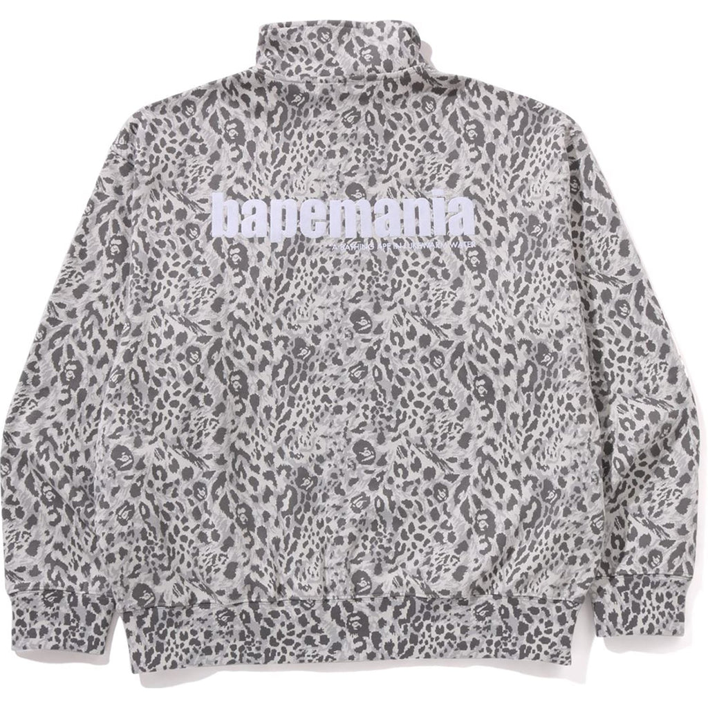 WILD LEOPARD PATTERN RELAXED FIT HALF ZIP SWEATSHIRT MENS