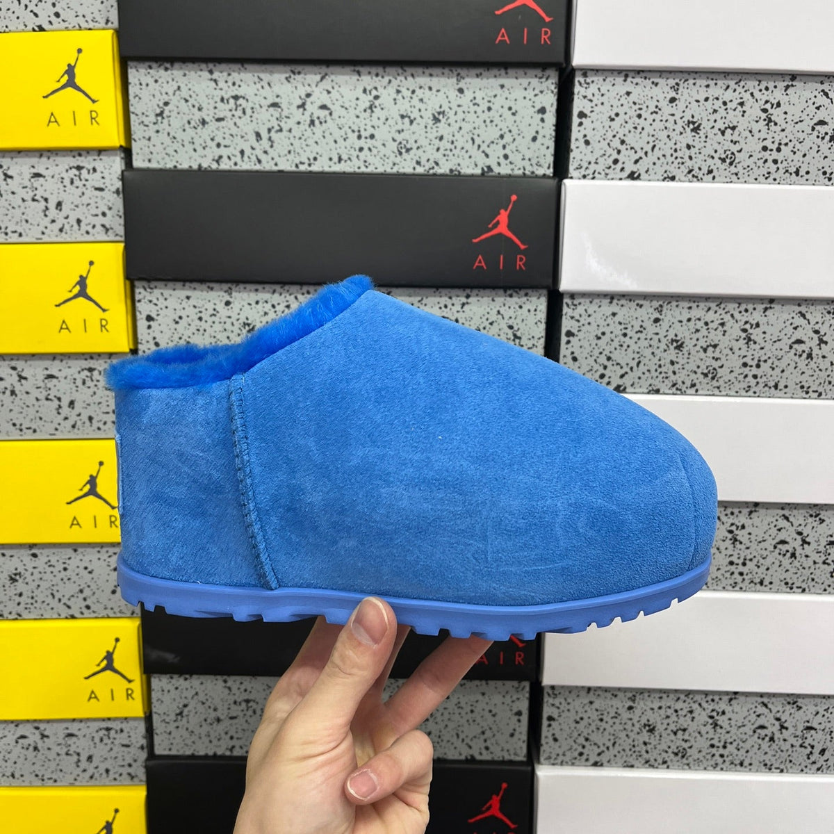 UGG Classic Ultra Mini Boot – Suede Ankle Boot with Tonal Blue Shearling Lining, Embossed UGG Logo & Blue Lug Sole in Royal Blue