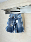 Acne Studios Heavily Distressed Denim Jort Shorts