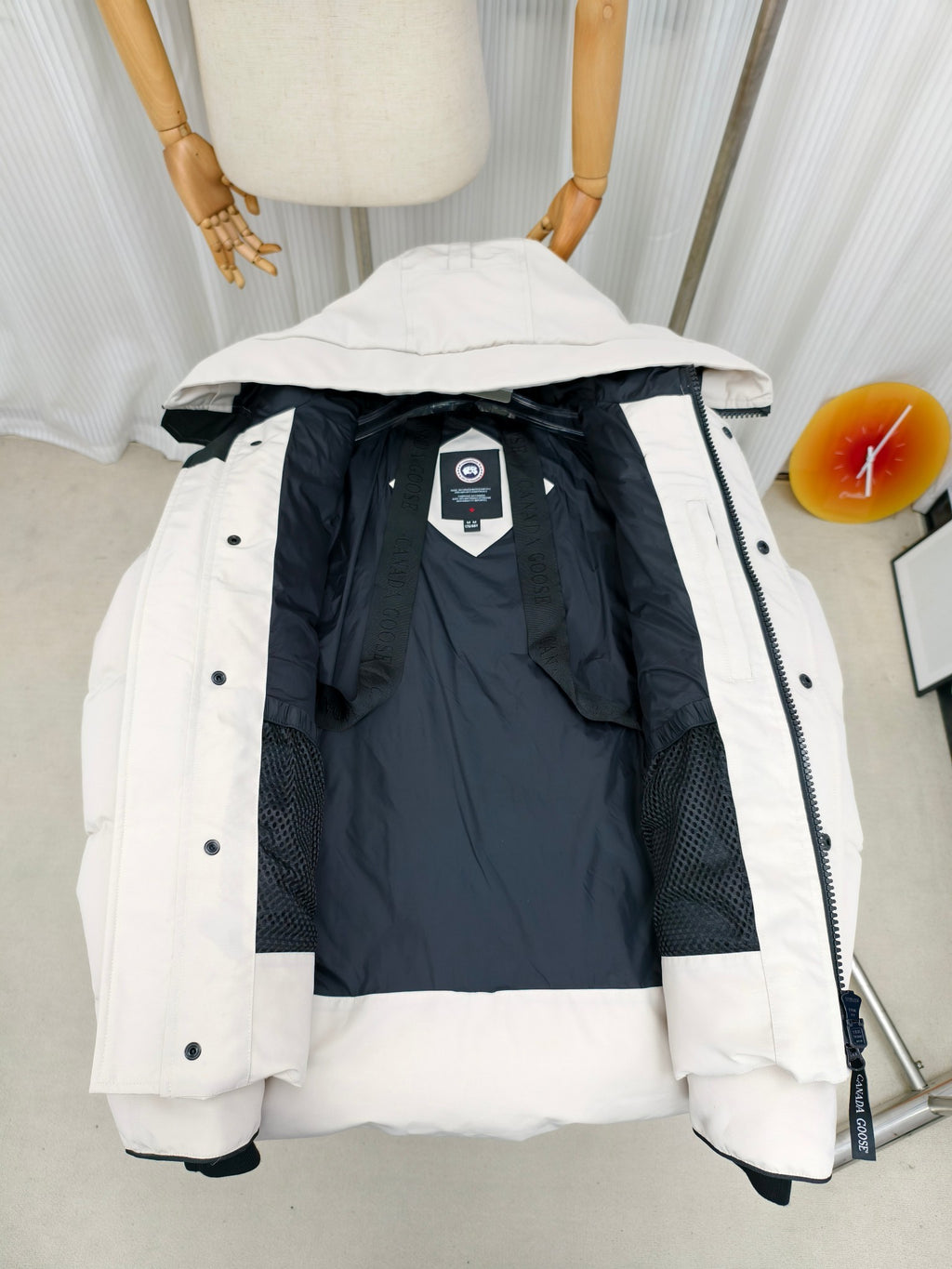 Canada Goose White Plush-Trim Hooded Quilted Puffer Jacket