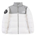 The North Face White and Light Gray Colorblock Puffer Jacket