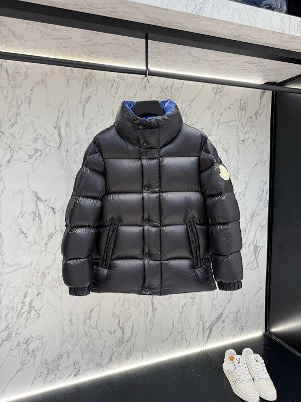 Moncler Black Blue-Lined Stand Collar Puffer Jacket