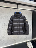 Moncler Black Blue-Lined Stand Collar Puffer Jacket
