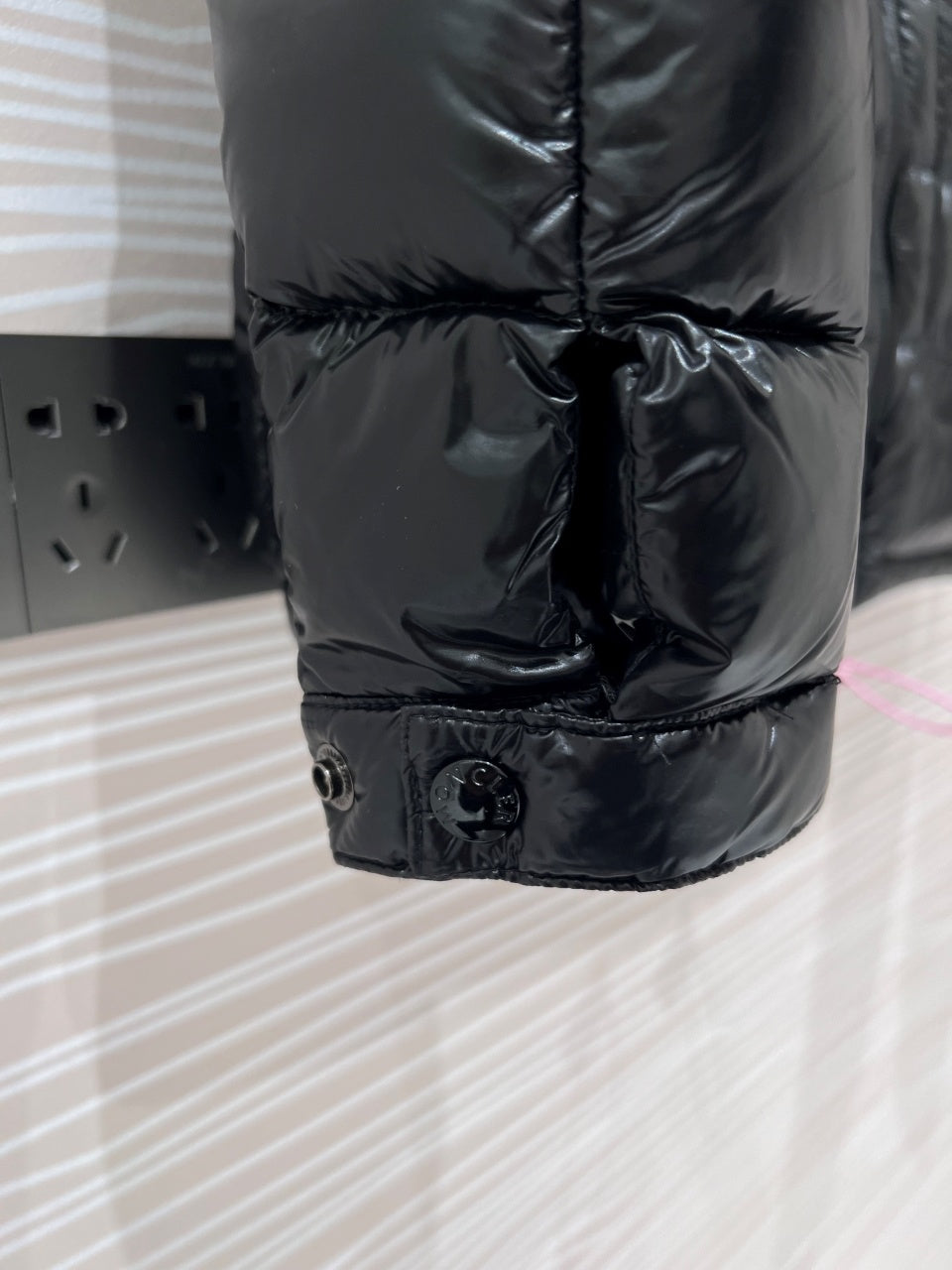 Moncler Black Glossy Stand Collar Quilted Puffer Jacket