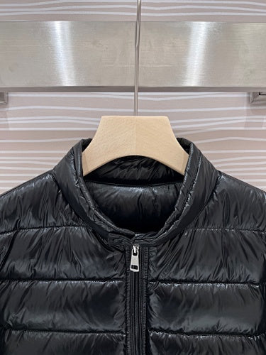 Moncler Black Glossy Stand Collar Quilted Puffer Jacket