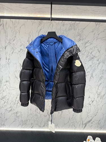 Moncler Black Blue-Lined Stand Collar Puffer Jacket