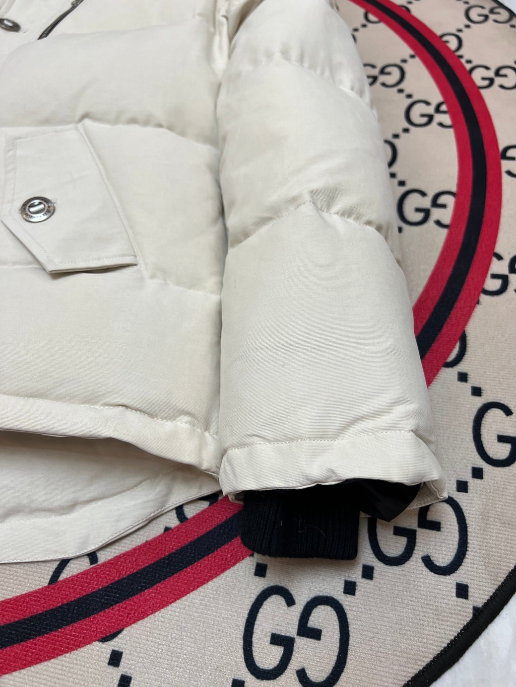 Moose Knuckles Ivory White Plush-Trim Hooded Quilted Parka