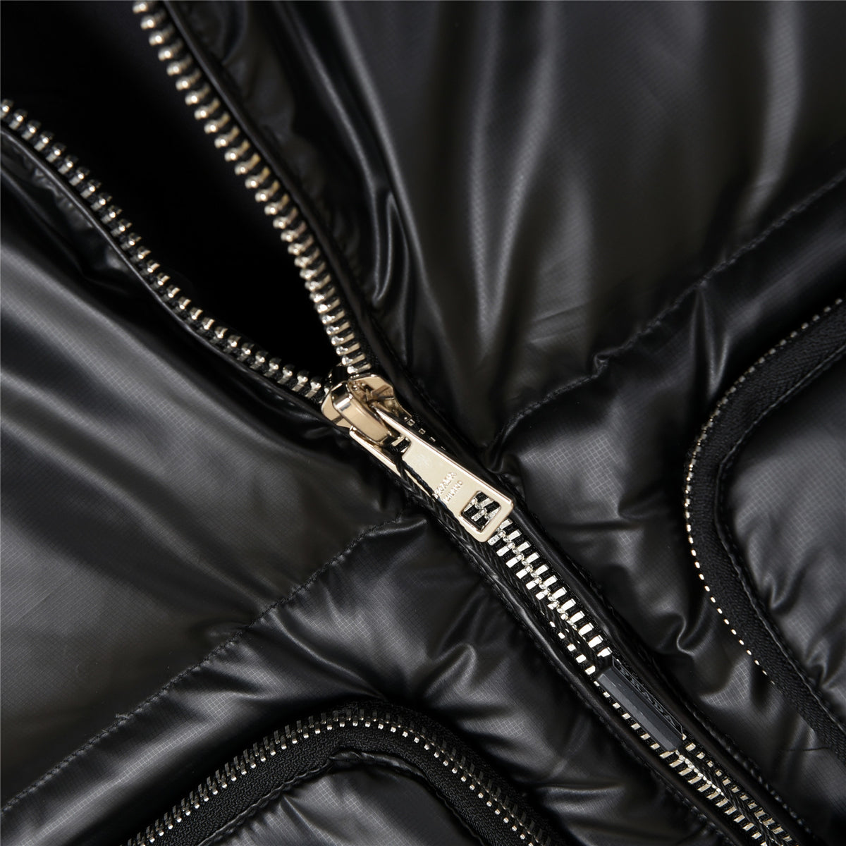 Prada Black Glossy Multi-Pocket Quilted Puffer Vest