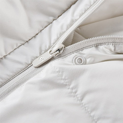 Lululemon Ivory White Cropped Hooded Quilted Puffer Jacket