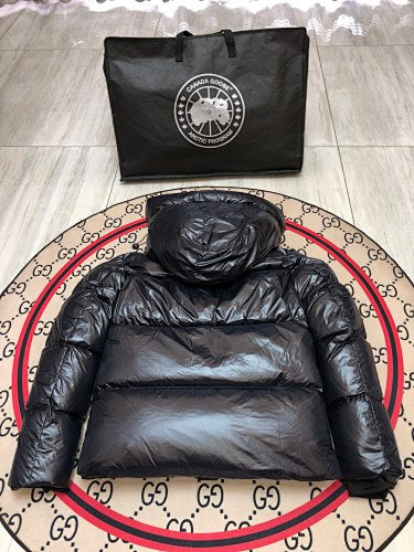 Canada Goose Black Glossy Hooded Quilted Puffer Jacket