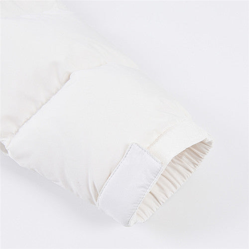 The North Face White and Light Gray Colorblock Puffer Jacket