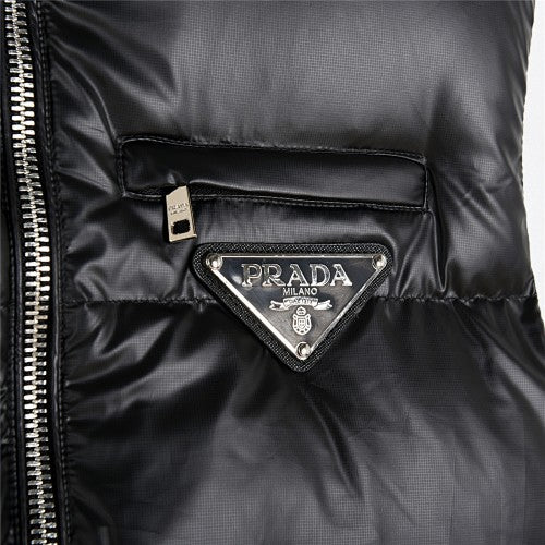 Prada Black Glossy Multi-Pocket Quilted Puffer Vest