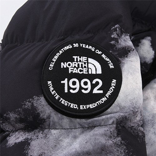 The North Face Black and White Cloud Print Quilted Puffer Jacket