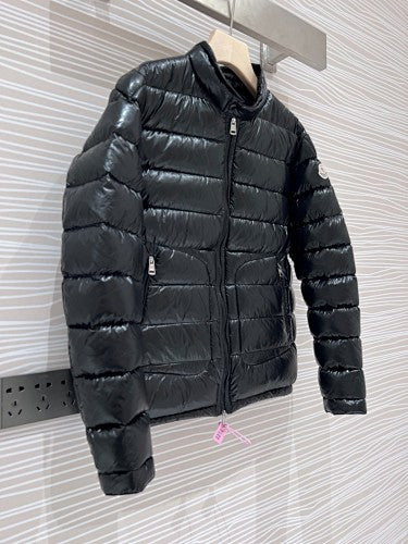 Moncler Black Glossy Stand Collar Quilted Puffer Jacket