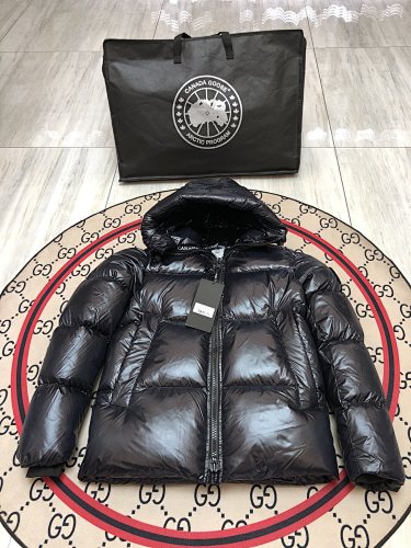 Canada Goose Black Glossy Hooded Quilted Puffer Jacket