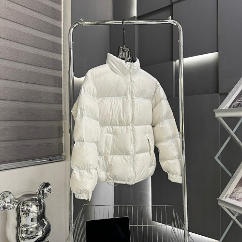 The North Face White Tonal Logo Stand Collar Puffer Jacket