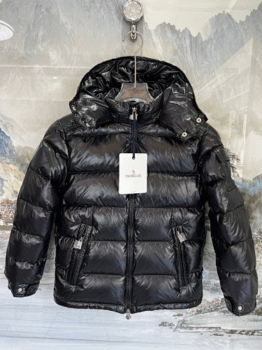 Moncler Black Glossy Hooded Quilted Puffer Jacket