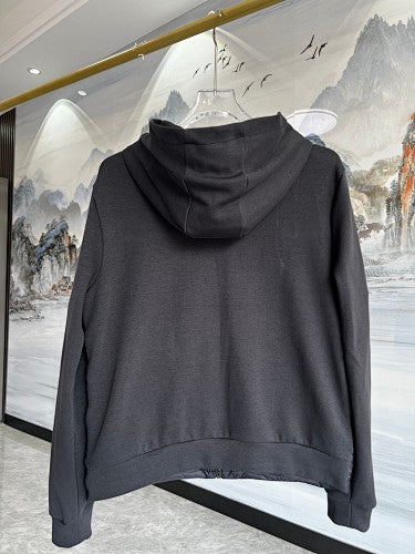 Moncler Black and White Striped Hooded Hybrid Jacket