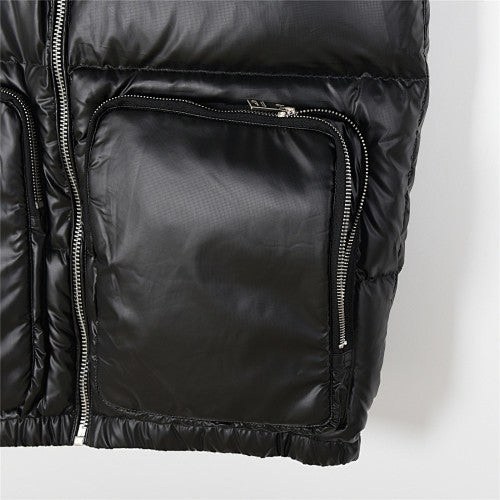 Prada Black Glossy Multi-Pocket Quilted Puffer Vest