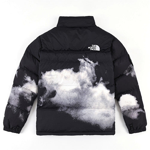 The North Face Black and White Cloud Print Quilted Puffer Jacket