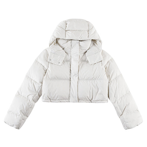 Lululemon Ivory White Cropped Hooded Quilted Puffer Jacket