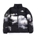 The North Face Black and White Cloud Print Quilted Puffer Jacket