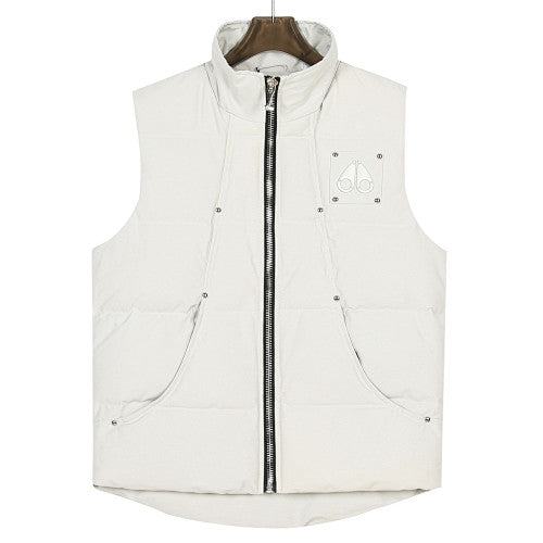 Moose Knuckles White Stud Detail Stand Collar Puffer Vest
