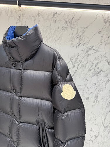 Moncler Black Blue-Lined Stand Collar Puffer Jacket