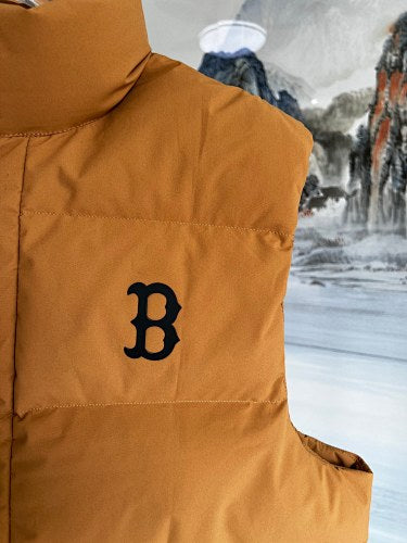 MLB Boston Red Sox Mustard Yellow Logo Puffer Vest