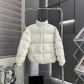 The North Face White Tonal Logo Stand Collar Puffer Jacket