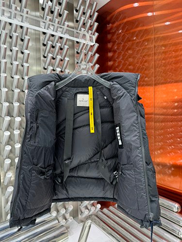 Moncler Black Asymmetric Quilted Hooded Puffer Jacket
