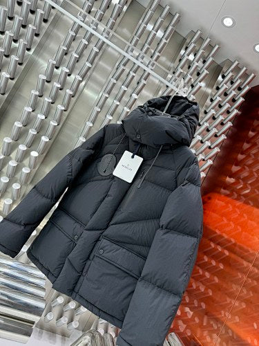 Moncler Black Asymmetric Quilted Hooded Puffer Jacket