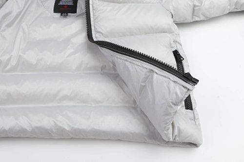 Canada Goose White Stripe Detail Hooded Quilted Puffer Jacket