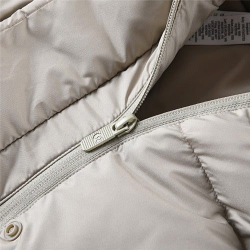 Lululemon Light Gray Cropped Hooded Quilted Puffer Jacket