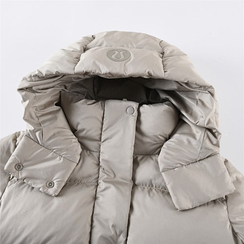 Lululemon Light Gray Cropped Hooded Quilted Puffer Jacket