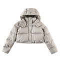 Lululemon Light Gray Cropped Hooded Quilted Puffer Jacket