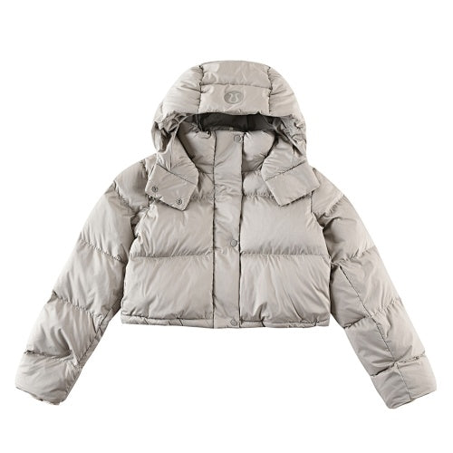 Lululemon Light Gray Cropped Hooded Quilted Puffer Jacket