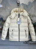 Moncler Ivory White Glossy Hooded Quilted Puffer Jacket