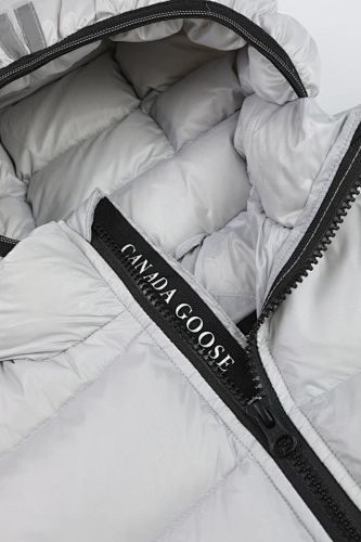 Canada Goose White Stripe Detail Hooded Quilted Puffer Jacket