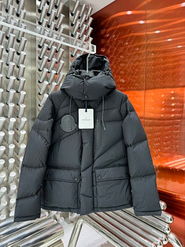 Moncler Black Asymmetric Quilted Hooded Puffer Jacket