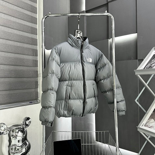 The North Face Gray Stand Collar Quilted Puffer Jacket