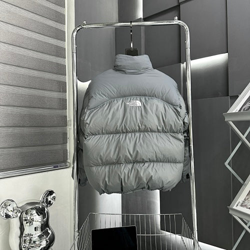 The North Face Gray Stand Collar Quilted Puffer Jacket