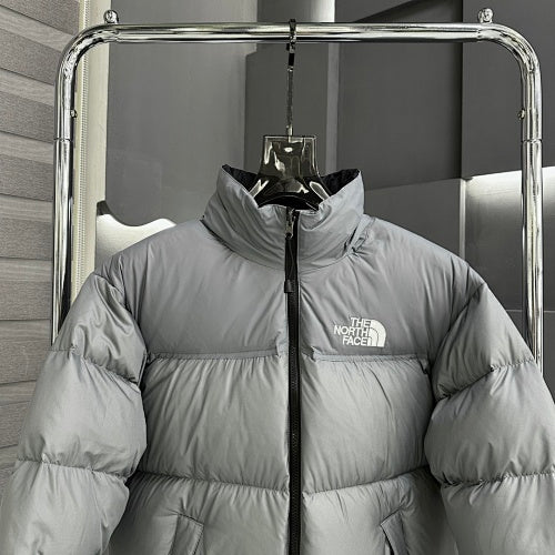 The North Face Gray Stand Collar Quilted Puffer Jacket