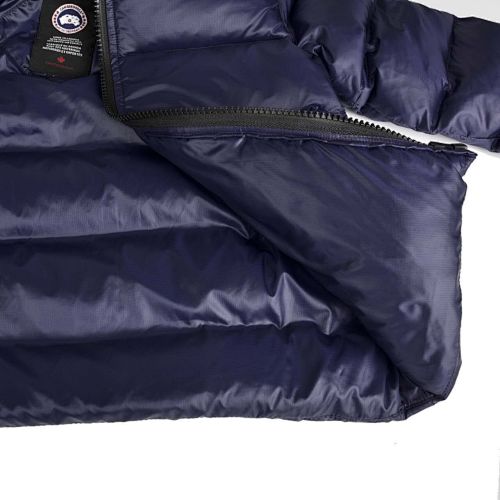 Canada Goose Navy Blue Stripe Detail Hooded Quilted Puffer Jacket
