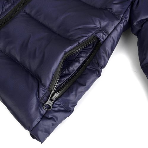 Canada Goose Navy Blue Stripe Detail Hooded Quilted Puffer Jacket