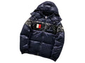 Moncler Navy Blue and Black Colorblock Glossy Hooded Puffer Jacket