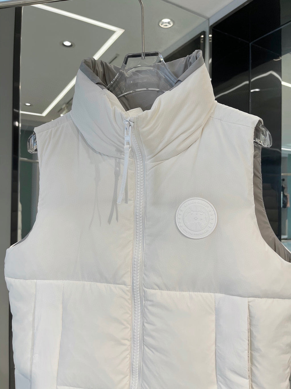 Canada Goose White Tonal Logo Stand Collar Puffer Vest