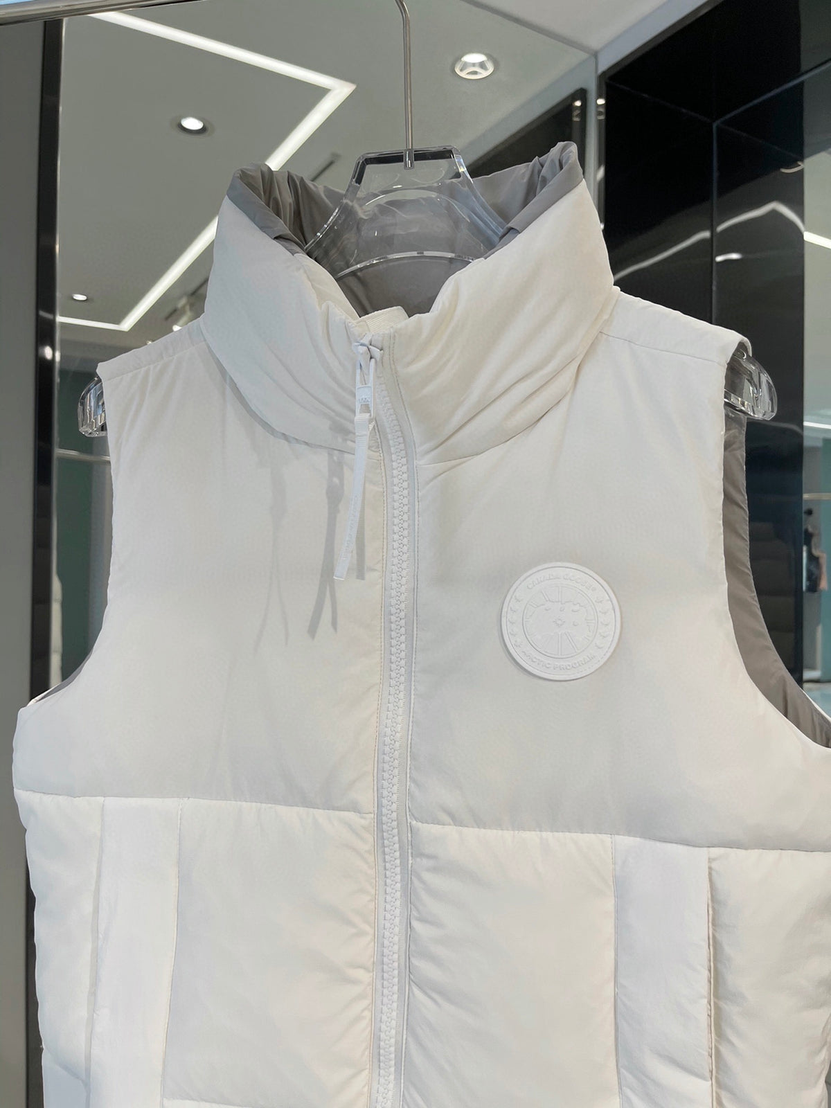 Canada Goose White Tonal Logo Stand Collar Puffer Vest
