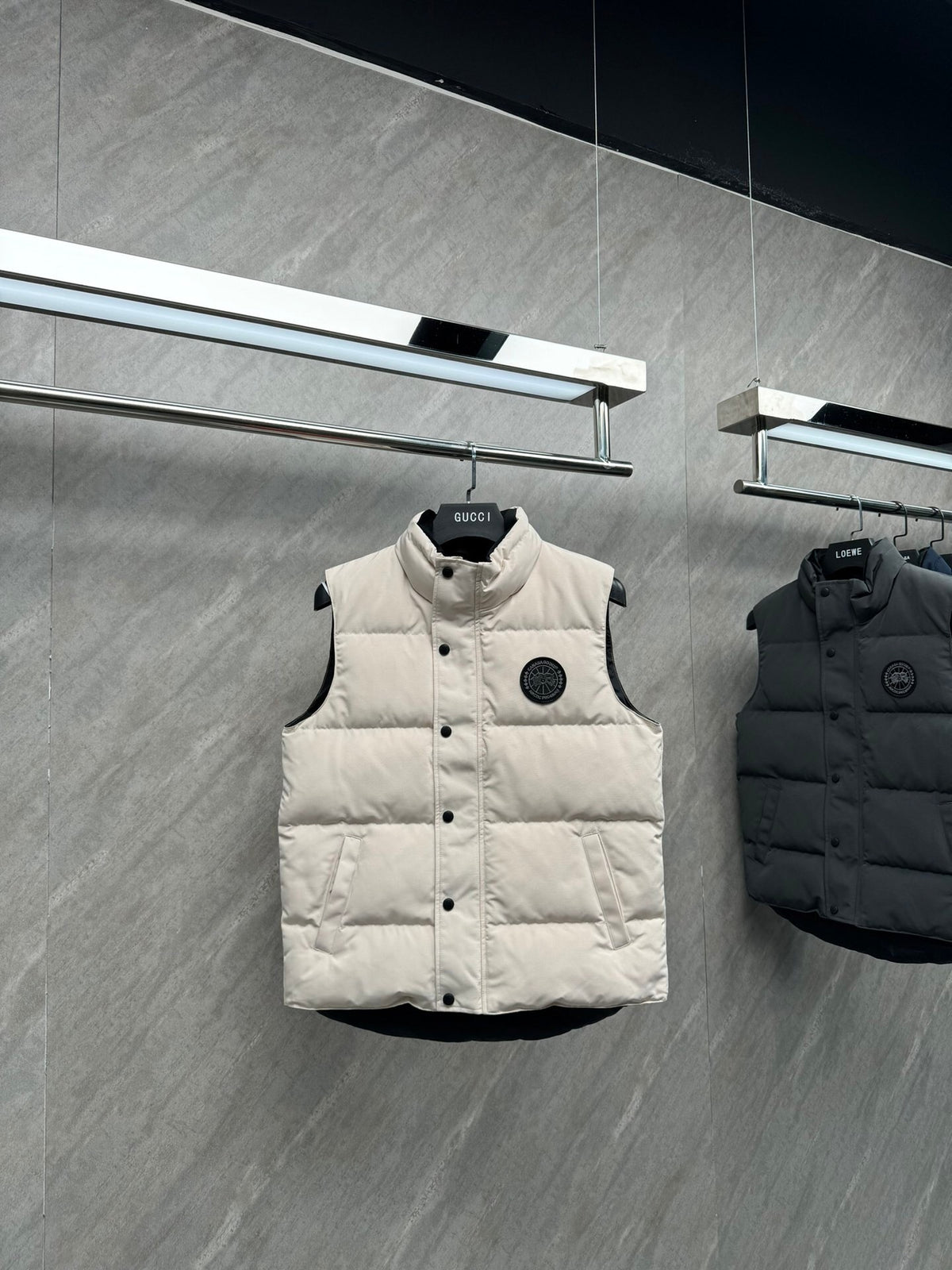 Canada Goose Ivory White Quilted Stand Collar Puffer Vest