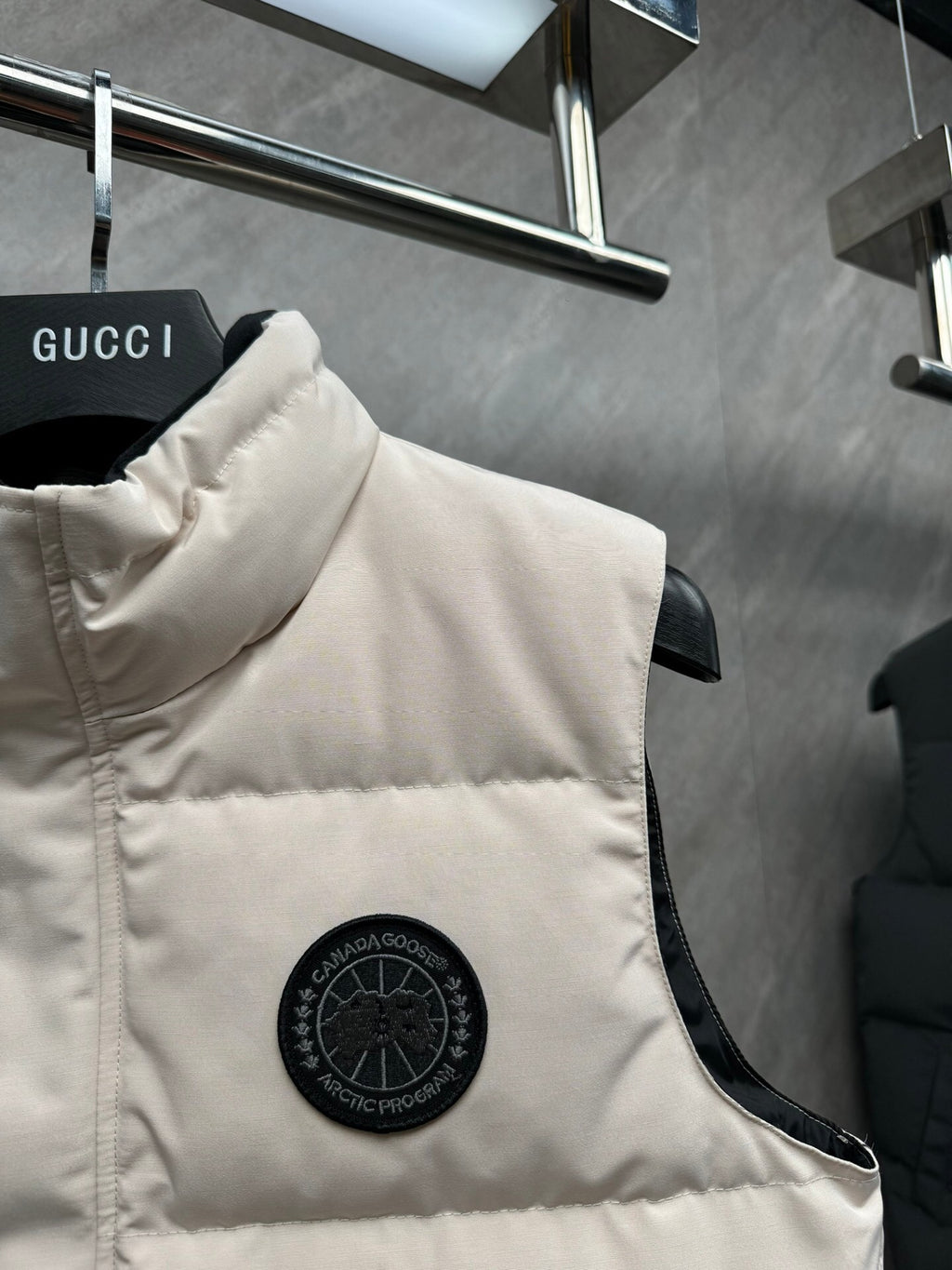 Canada Goose Ivory White Quilted Stand Collar Puffer Vest